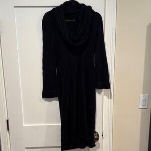 The Limited Size XS Elegant Black Long Sleeve Sweater Dress with Cowl Neck